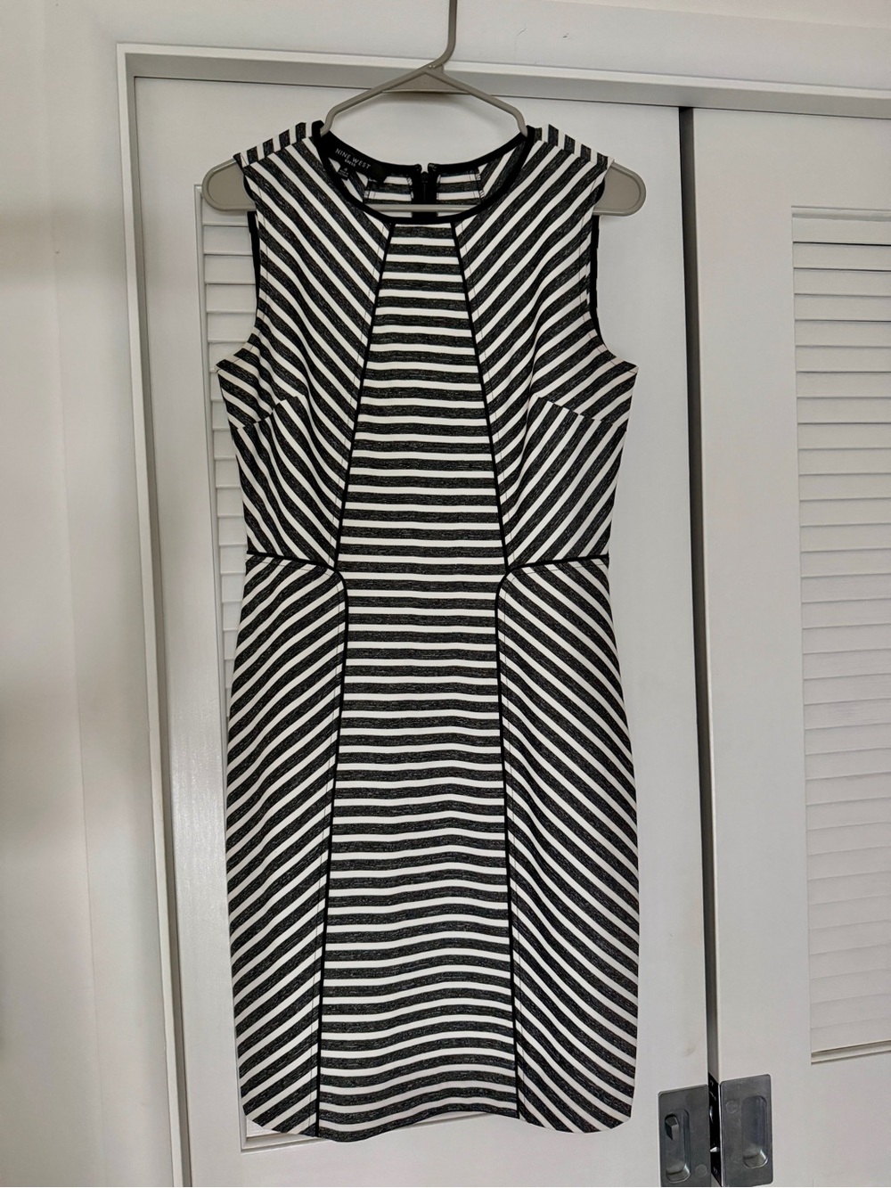 Nine West Black and White Striped Stretchy Dress -Size 4